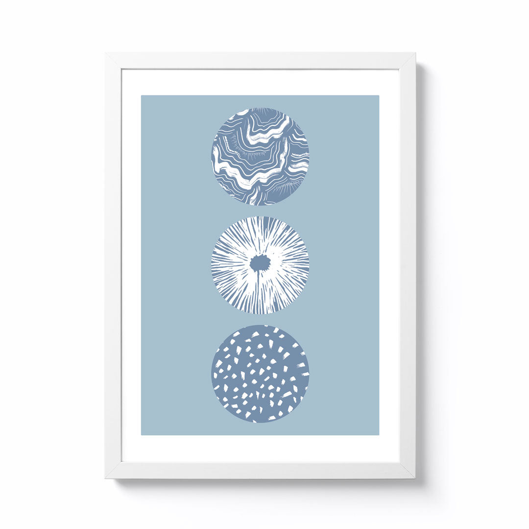 Lauren Riley A3 Fungi Trio Roundhead Blue Framed Print