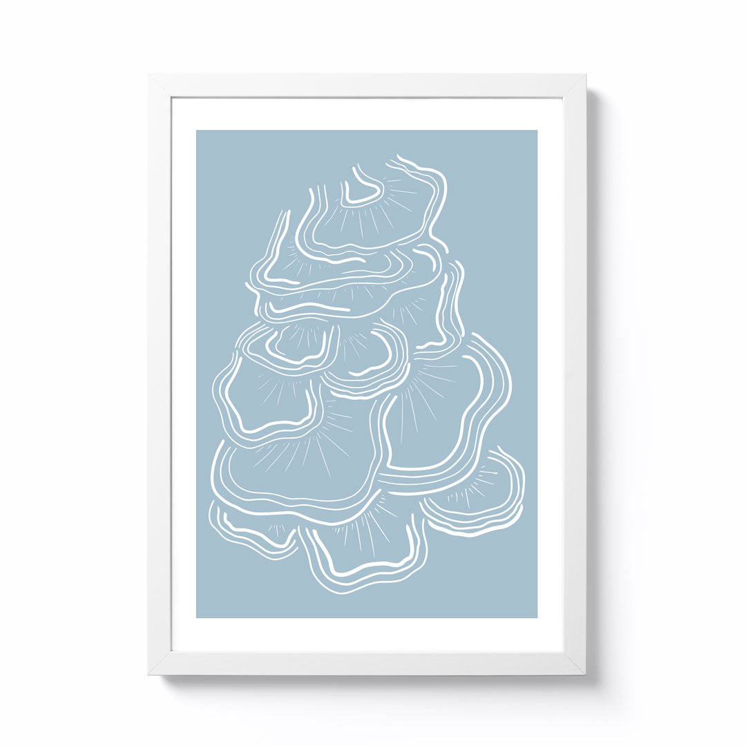 Lauren Riley A4 Fungi Blue Framed Print