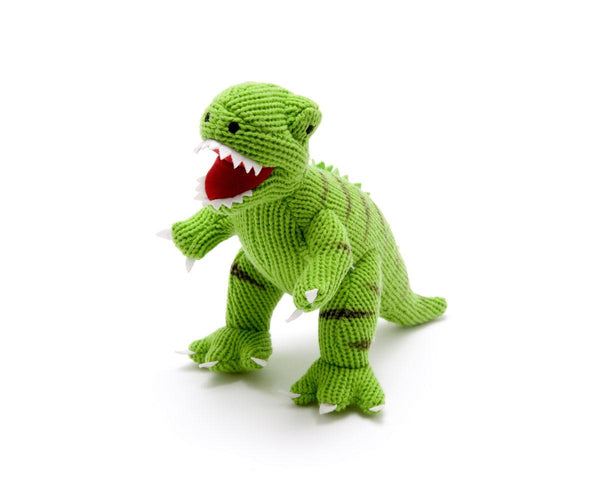 Toby Tiger T Rex Knitted Dinosaur Soft Toy Green