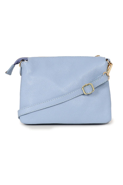 MSH Three Sectioned Leather Cross Body Bag - Azure Blue