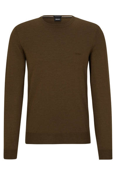 Hugo Boss Boss - Botto-l Open Green Logo-embroidered Sweater In Responsible Wool 50476364 361