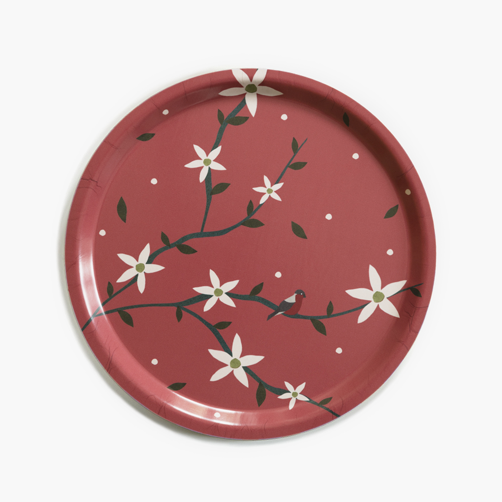 BLU KAT Holiday Flowers Round Serving Tray - 31 cm