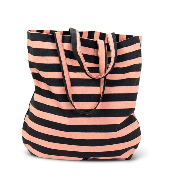 Afroart Randa Striped Cotton Tote Bag, Black & Pink