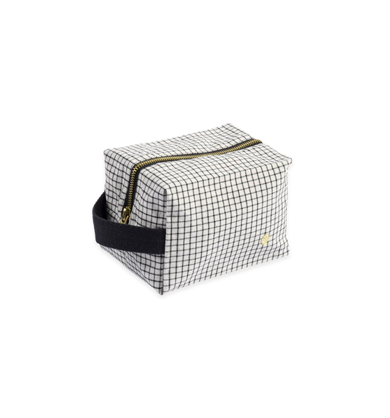 La Cerise Sur Le Gateau Small Cotton Wash Bag, Gustave Caviar Check