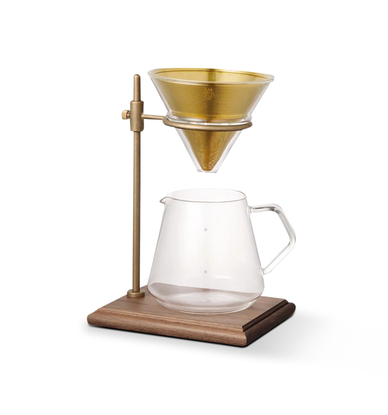 Kinto Walnut & Brass 4-cup Coffee Brewer Set