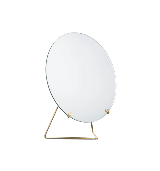 Moebe Minimalist Round Brass Standing Mirror, 30 Cm
