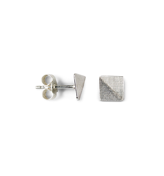 Kei Tominaga Sterling Silver Stud Earrings, Bent Square
