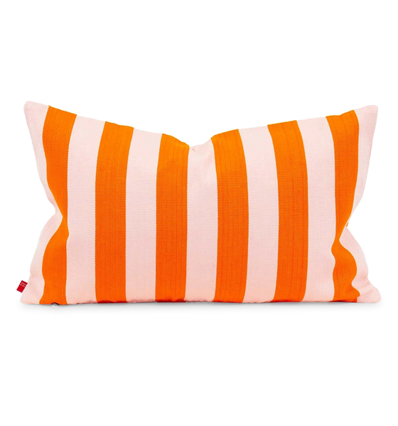Afroart Carla Striped Cotton Cushion, Orange & Pink
