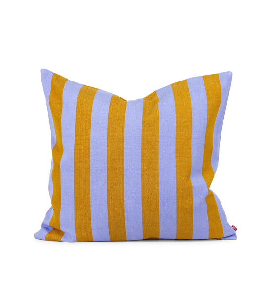 Afroart Emanuela Striped Cotton Cushion, Mustard & Lilac