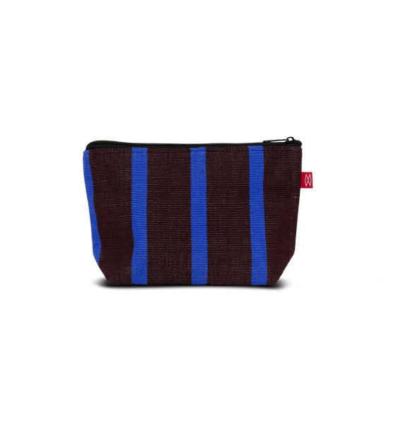Afroart America Striped Cotton Toiletry Pouch, Blue & Brown