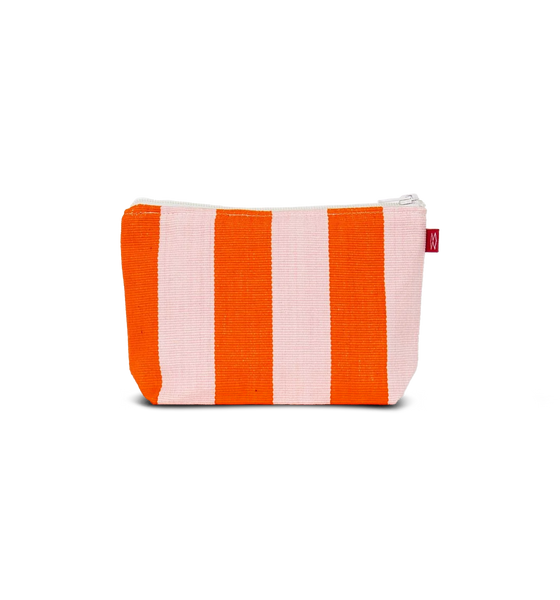Afroart Carla Striped Cotton Toiletry Pouch, Orange & Pink