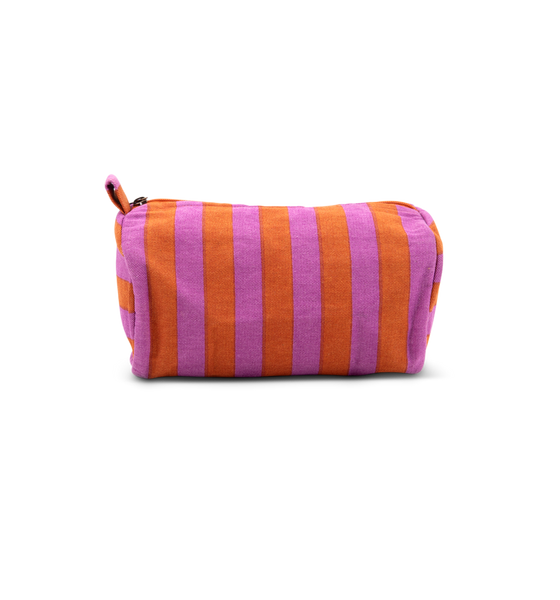 Afroart Orange and Purple Randa Striped Cotton Toiletry Bag