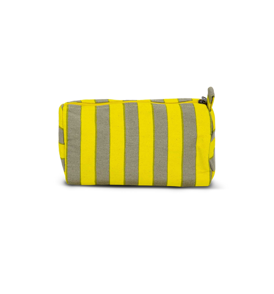 Afroart Yellow and Grey Randa Striped Cotton Toiletry Bag