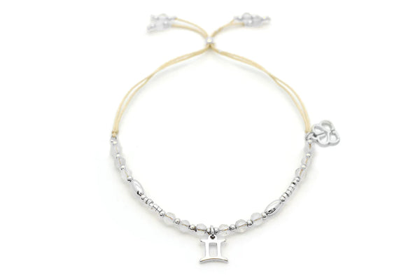 Boho Betty Silver Gemini Zodiac Gemstone Bracelet