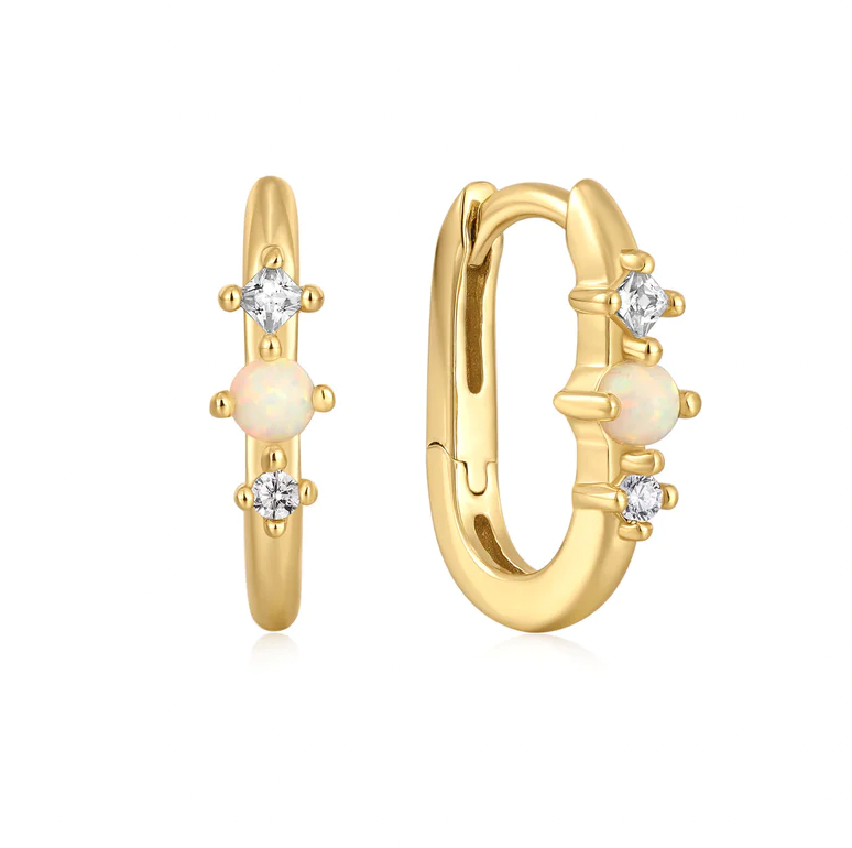 Ania Haie Kyoto Opal Oval Huggie Hoop Earrings