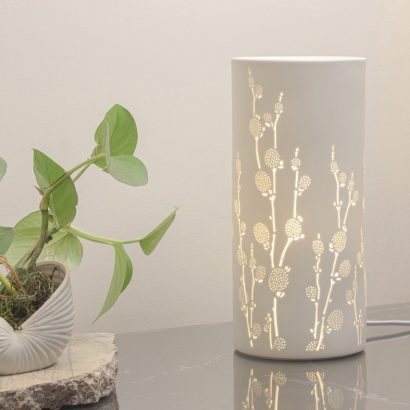 Twenty Three Living Ceramic Column Lamp in Blooming Branches