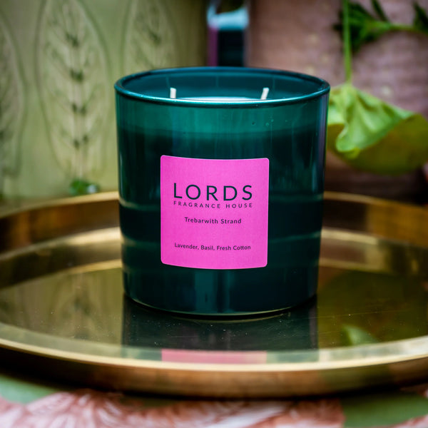 Lords Fragrance House 650g Green Glass Standard 3 Wick Candle