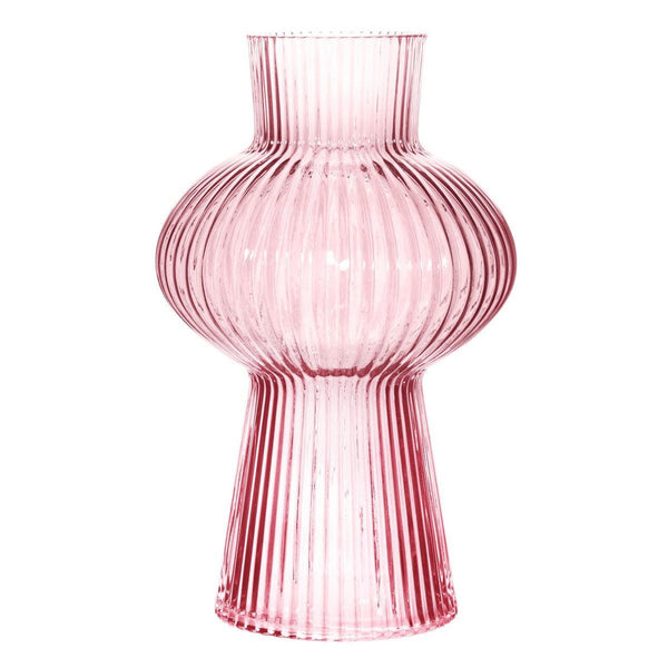 Sass & Belle  Pink Shapely Fluted Glass Vase
