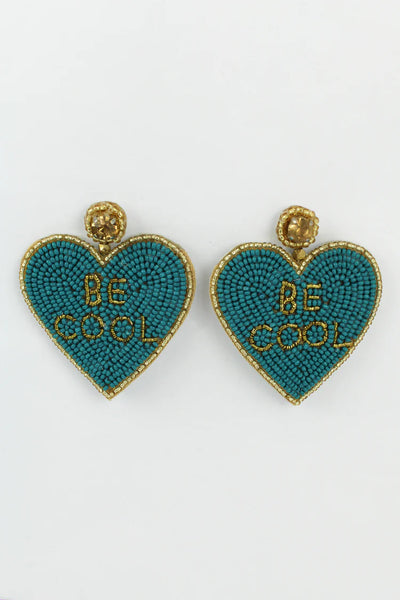 My Doris Turquoise Beaded Heart Be Cool Drop Earrrings