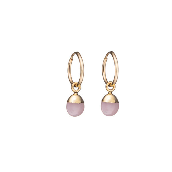 Decadorn  Tiny Pink Gold Opal  Love and Hope Tumbled  Hoop Earrings 