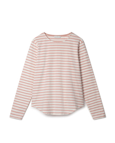 Chalk White and Dusky Pink Fleur Striped T Shirt 