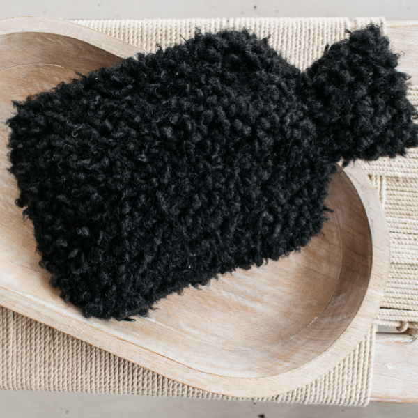 MW Home Black Lia Faux Sheepskin Hot Water Bottle Cover 