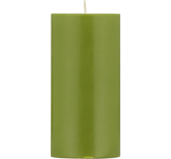 British Colour Standard 15cm Olive Eco Pillar Candle