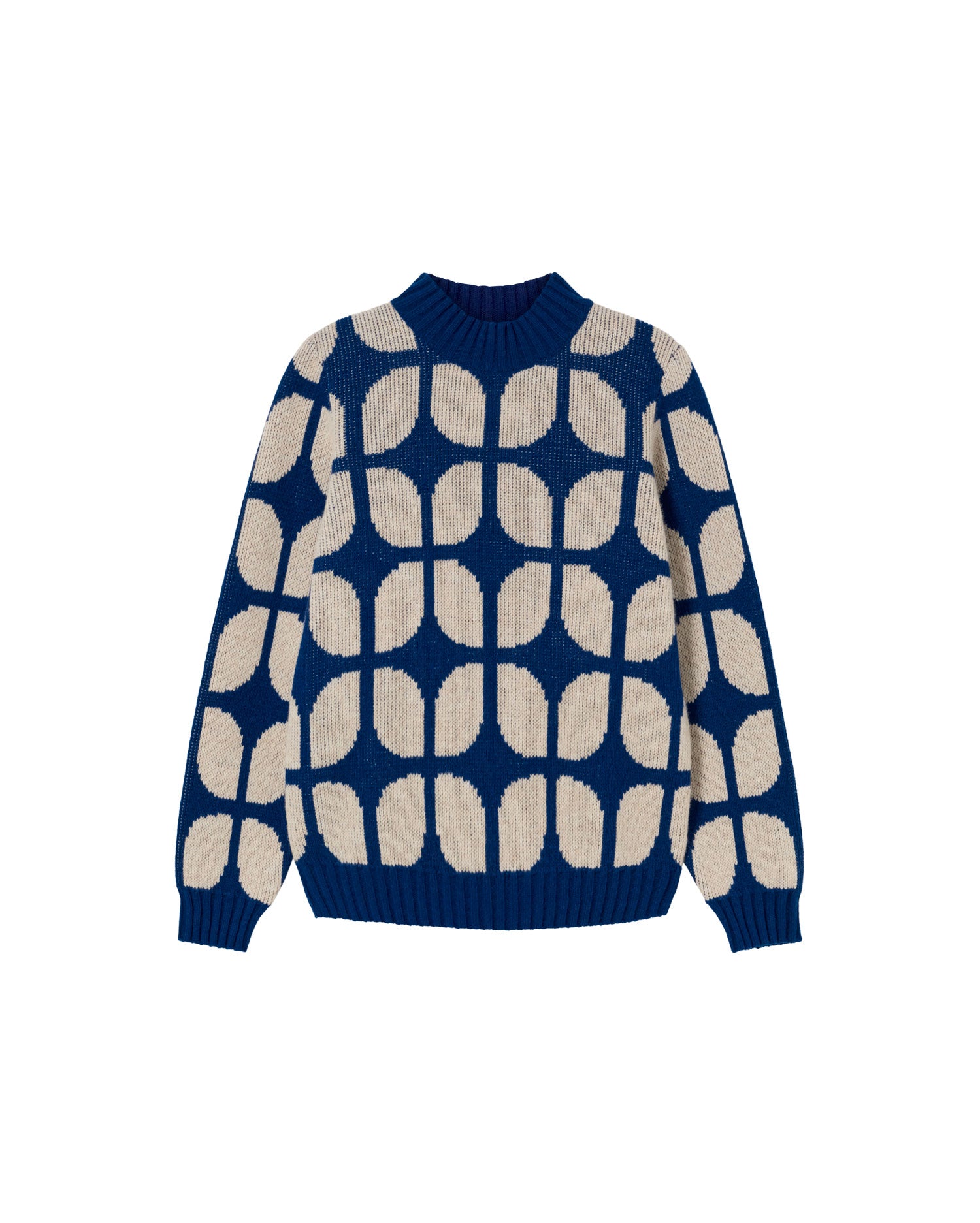 Thinking Mu Blue Wool Geometric Printed Sweater