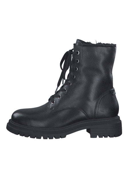 Tamaris Chunky Black Warmlined Leather Boots