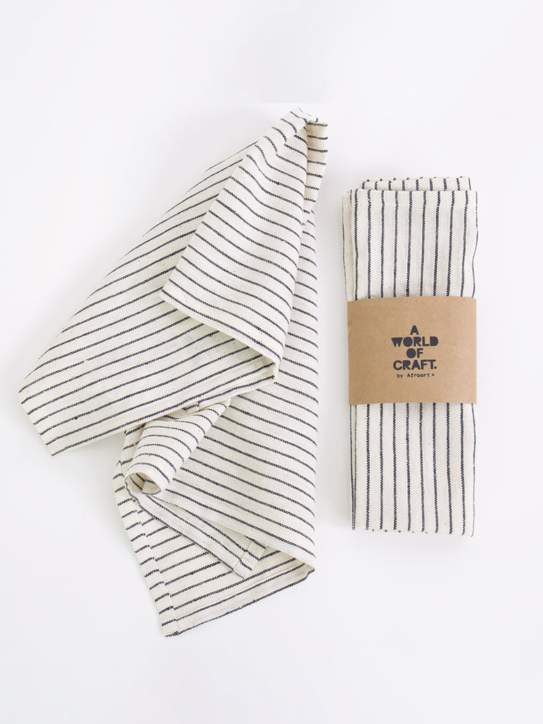 Afroart Eco Stripe Napkin 2 Pack In Navy White