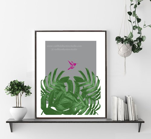 Siobhán Harton Studio Tropical Humming Bird Flying Print
