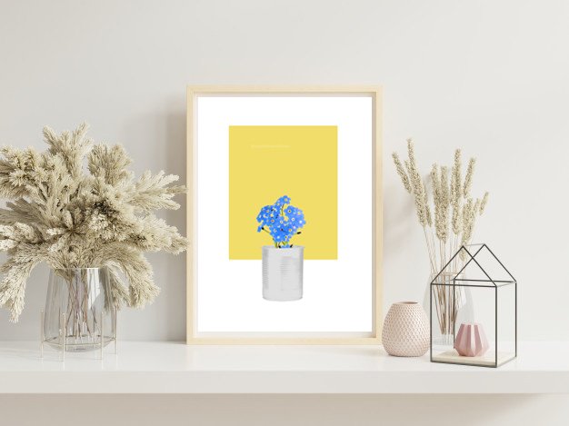 Siobhán Harton Studio Forget-Me-Not with Butterfly on Flower Print – Delicious Yellow