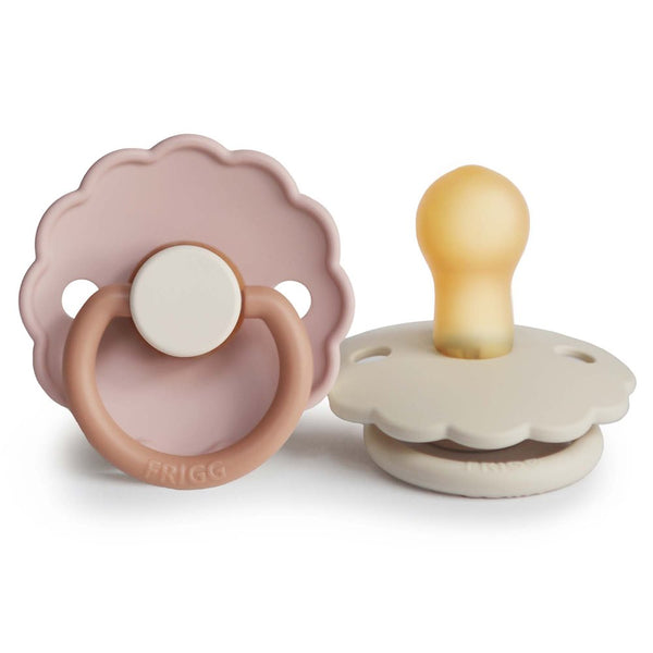 FRIGG Daisy - Round Latex 2-pack Pacifiers - Biscuit/cream - Size 1