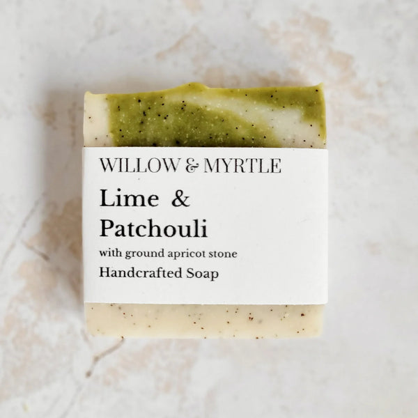 Willow & Myrtle Lime & Patchouli Exfoliating Soap Bar With Ground Apricot Stone