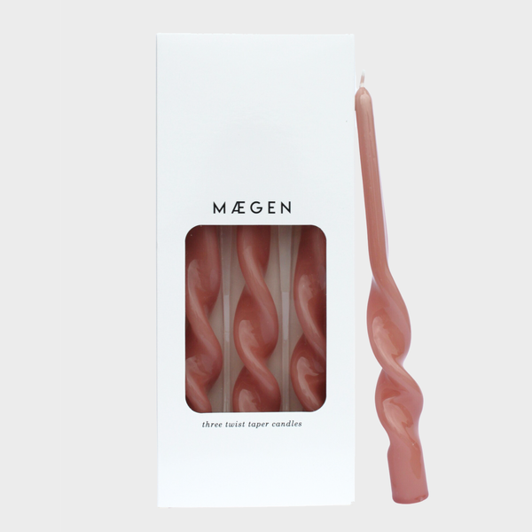 Maegen Twist Taper Candles - 3 Pack - Plaster Pink