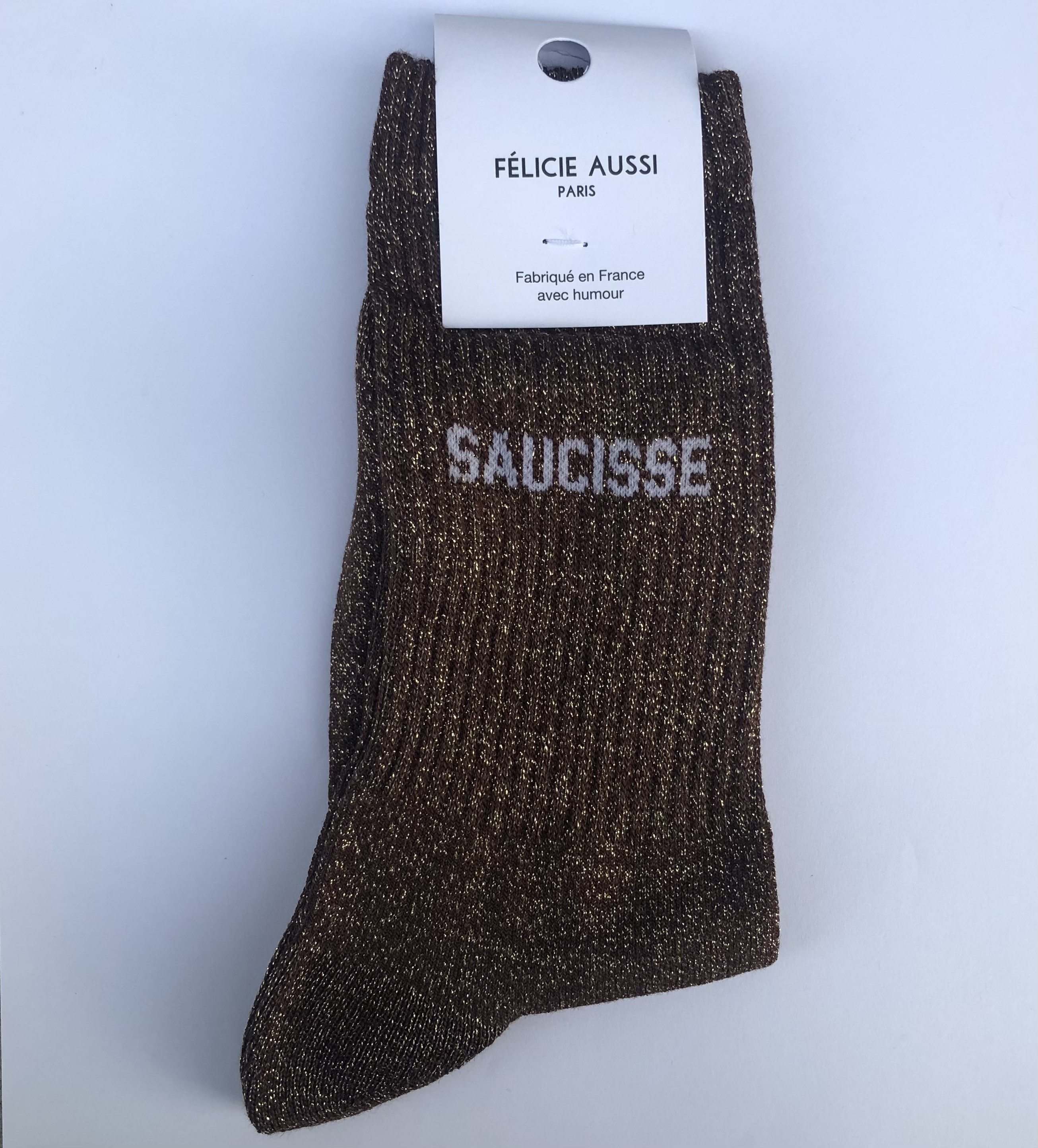 Félicie Aussi Chaussettes Femme Saucisse Lurex Cacao