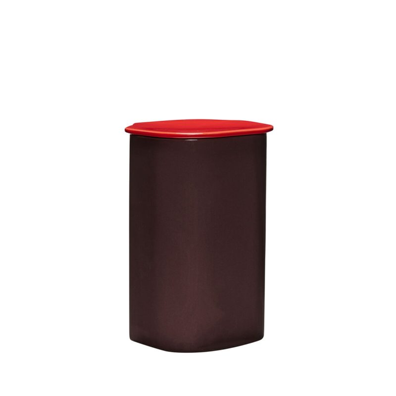 Hubsch Amare Canister with Lid Large Burgundy/Red