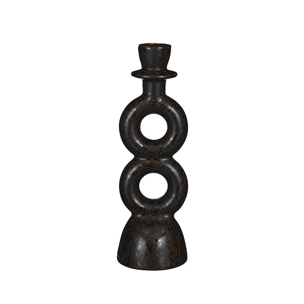 Terra Nomade Medium Black Ceramic Candle Holder
