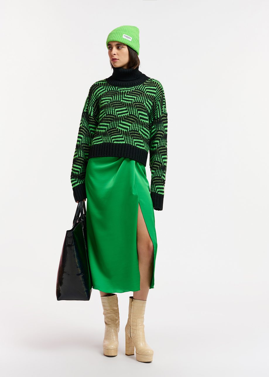 Essentiel Antwerp Ellie Midi Wrap Skirt - Green Key