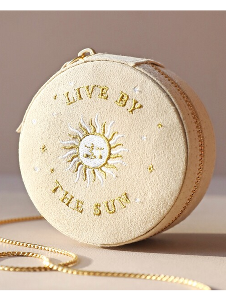 Lisa Angel Sun And Moon Embroidered Round Jewellery Case