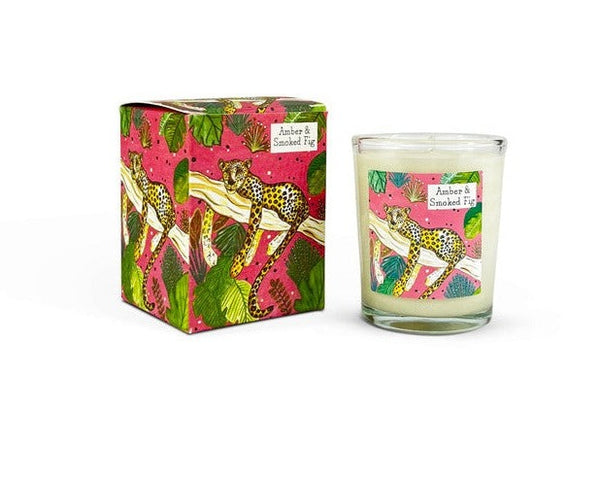 Heaven Scent Amber & Smoked Fig 9cl Jungle Range Illustrated Candle