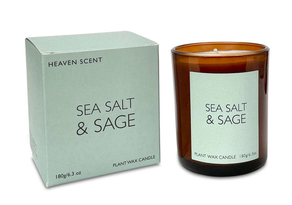 Heaven Scent Sea Salt & Sage 20cl Amber Glass Candle