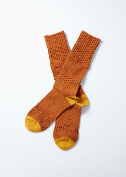 RoToTo Dark Orange/Dark Yellow Guernsey Pattern Crew Socks