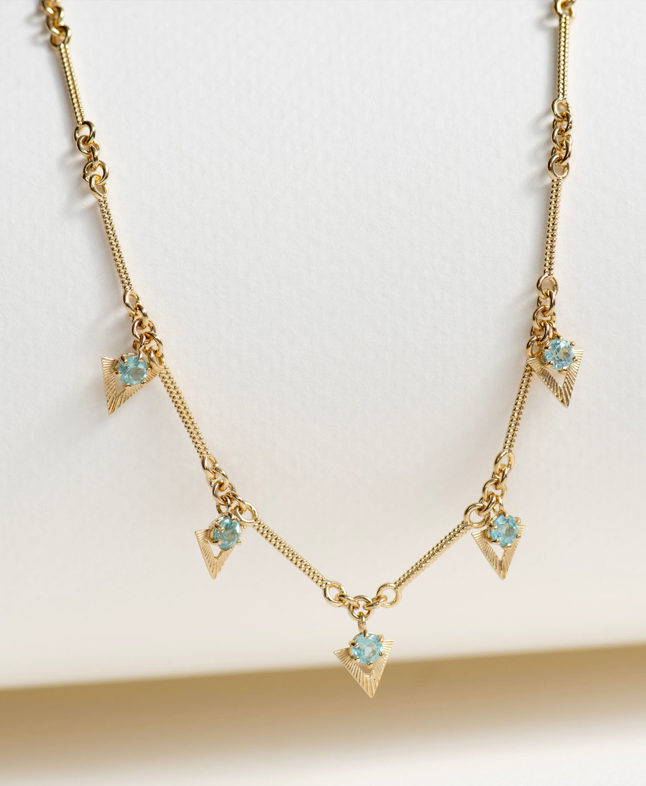 Zoe and Morgan  Hyacinth Blue Apatite Gold Necklace