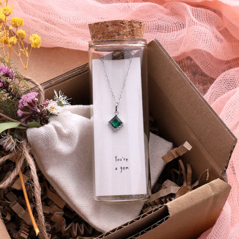 ATTIC You're A Gem Large Crystal Necklace-silver