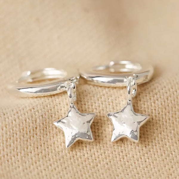 Lisa Angel Antiqued Silver Star Huggie Earrings