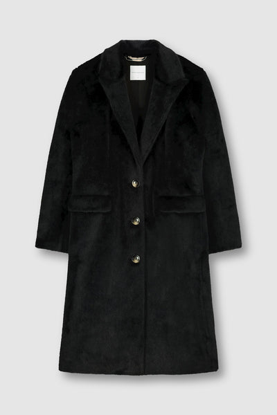 Rino and Pelle Saami Long Single Breasted Coat - Black