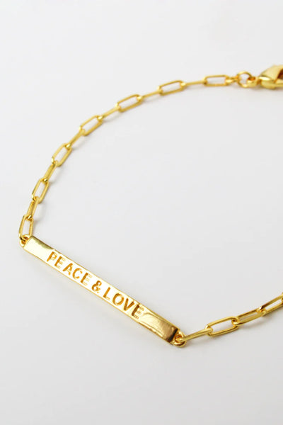 My Doris Peace & Love Bar Bracelet Gold