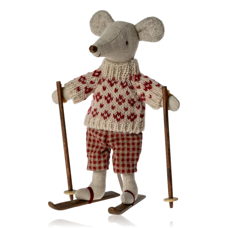 Maileg Winter Mouse Mum With Skis