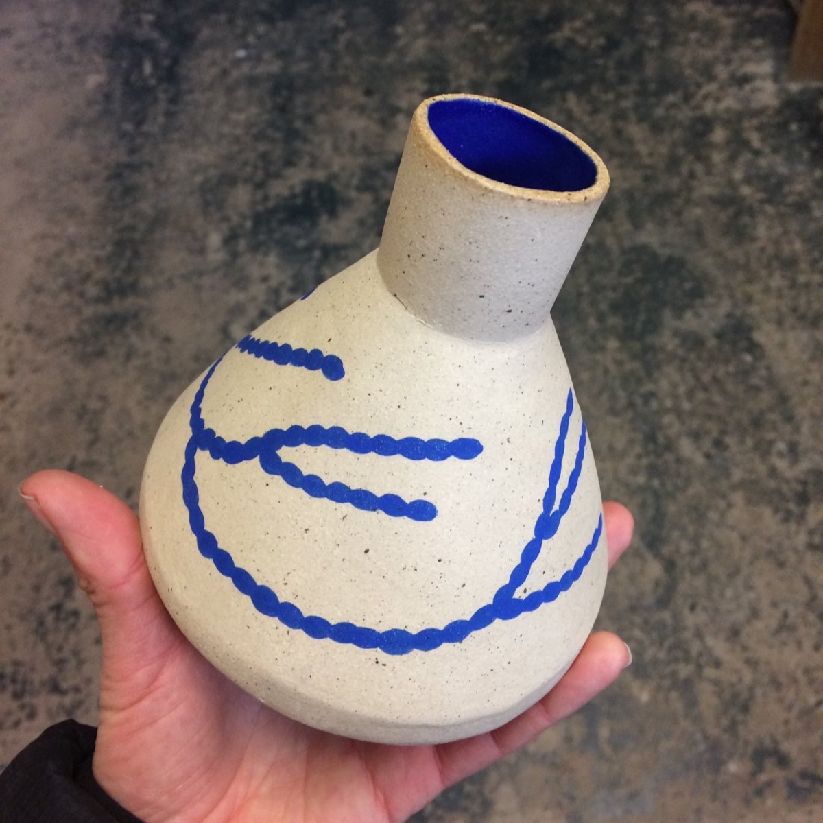 Sophie Alda Coral and blue cone vase